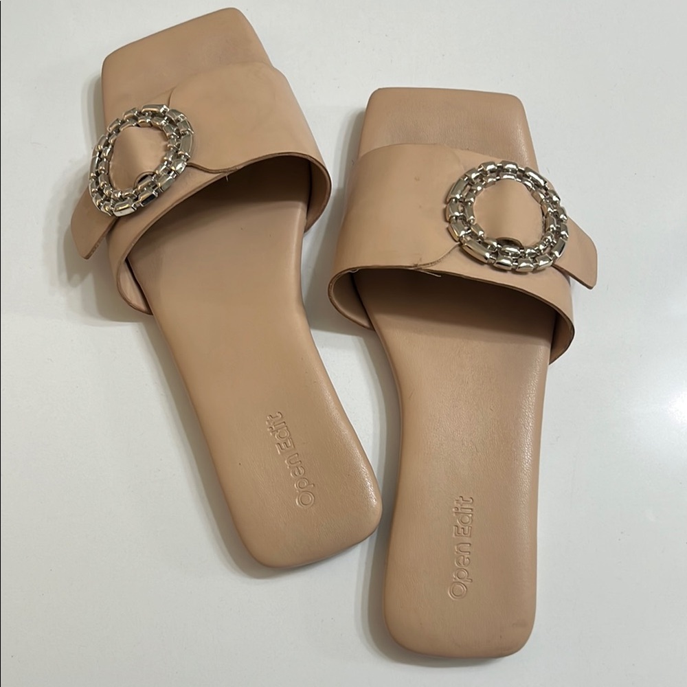 Tan Slide Sandals